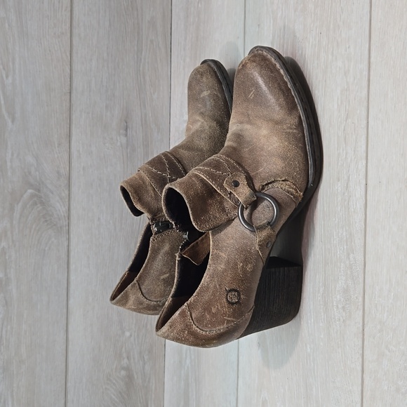Born Women Ankle Leather Heels Boots shoes sz 8 - Picture 2 of 10